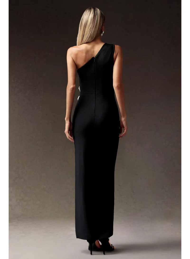 Bella Barnett  Jane Flowers High Slit One Shoulder Bandage Maxi Dress for Women | Best Price UAE